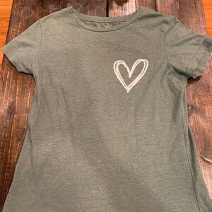 SHEIN Olive Green Heart Tee